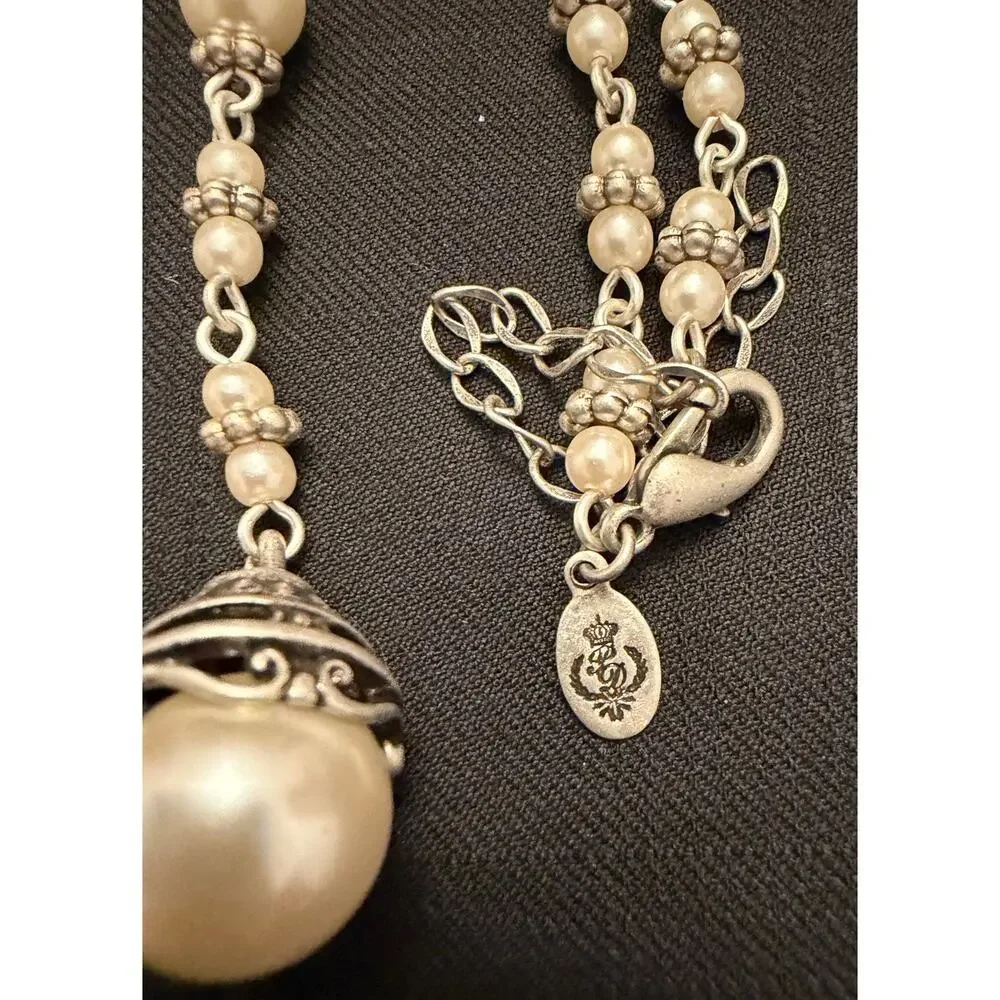 Glam Premier Designs Necklace Set in SilverTone with Pearls dangle earrings - Picture 5 of 9